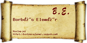 Borbás Elemér névjegykártya