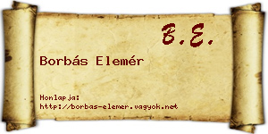 Borbás Elemér névjegykártya